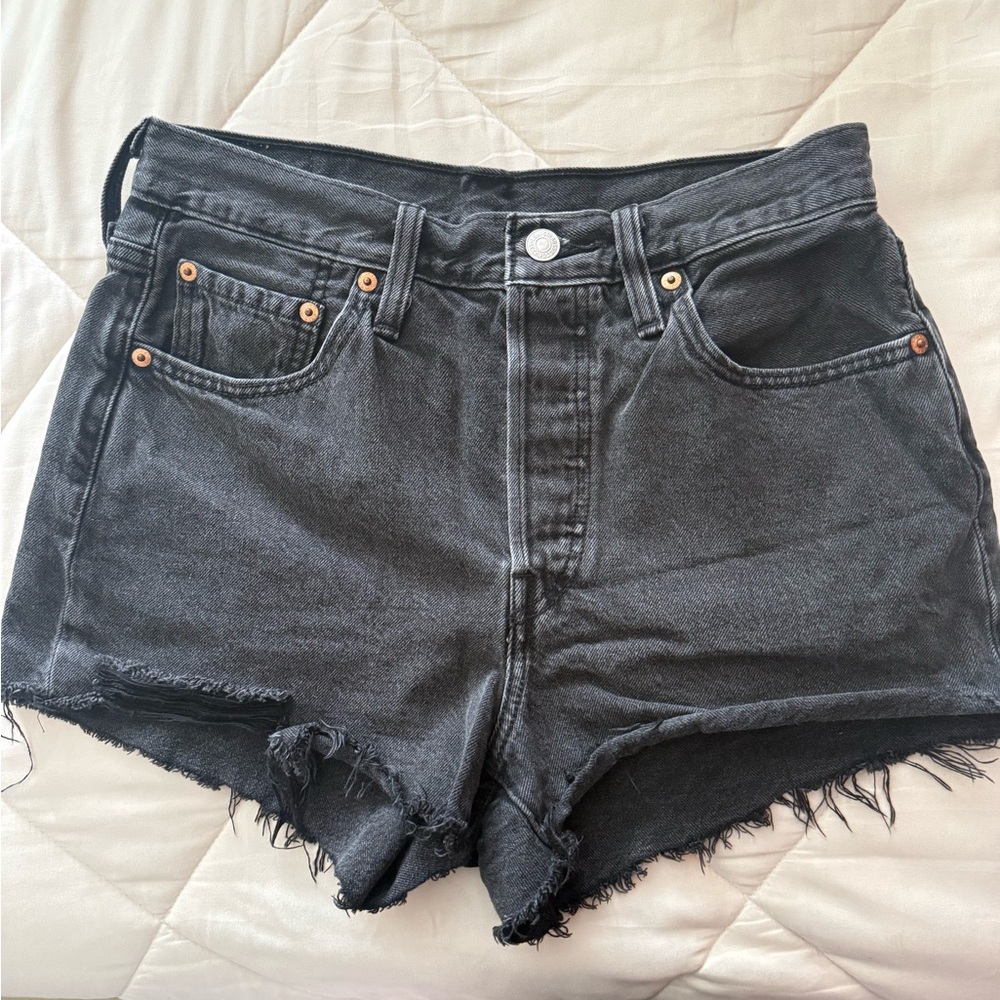 Black 501 Denim Women Shorts